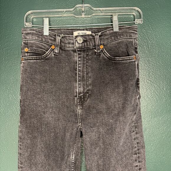 Re/Done 70's Crop Boot Jeans in Stoned Noir Dark Wash - Picture 4 of 6